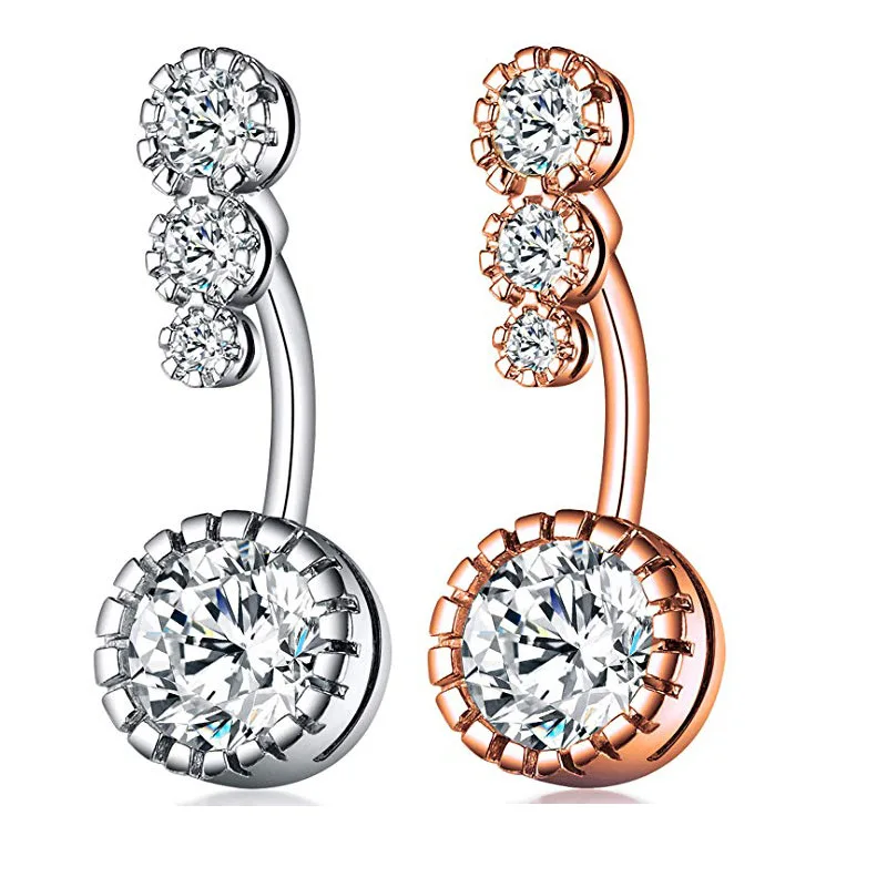 Barbell para o Corpo Cristal Zircão Barriga Barra Sexy Umbigo Piercing Botão Anéis Balançando Ombligo Parafuso Prisioneiro Feminino Jóias 14g Ouro 1 Cheap Joias para o corpo