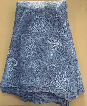 

African Lace Fabric 2019 High Quality Lace French Sequins Lace Fabric Beautiful Lace For Nigerian Wedding Dress FLL4573 SKY BLUE