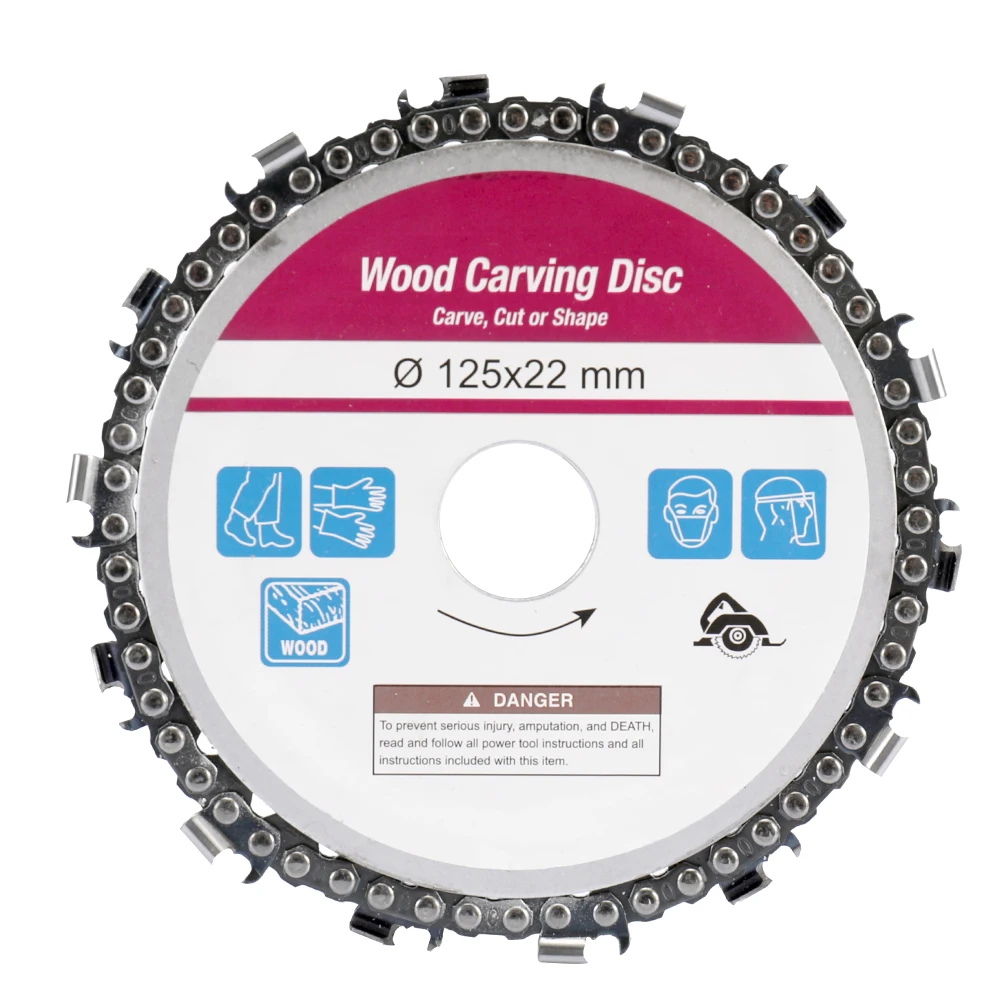 

5 Inch Grinder Disc and Chain 14 Tooth Fine Cut Chain Set For 125 Angle Grinder Woodworking carving Grinding and cutting