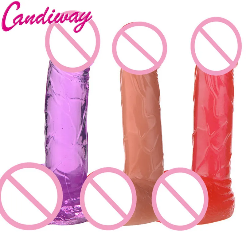 Candiway Mini 4 Colors Realistic Dildo With Strong Suction Cup Female Masturbation Adult Sex Toy For Couple 1PC
