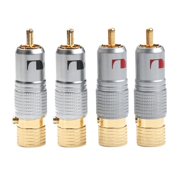 

4PCS Gold Plated 10mm RCA Plug Non Locking Solder Plug RCA Coaxial Socket Adapter Connector
