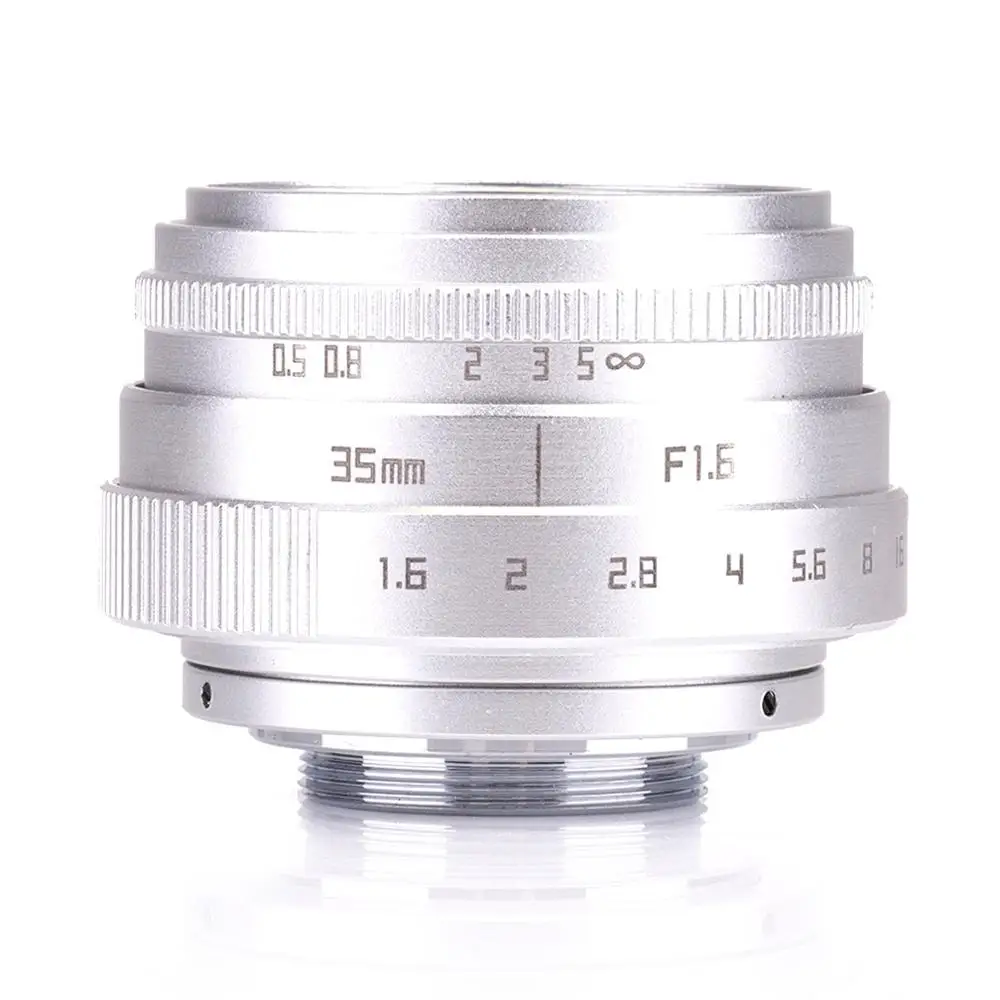 Серебряный Мини 35 мм f/1,6 APS-C cctv объектив+ переходное кольцо+ 2 макрокольцо для NEX FX M4/3 NIKON1 EOSM беззеркальная камера