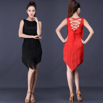 

2020 New Latin Dance Clothes Female Adult Practice Clothes Tassel Dress Performance Rumba Cha Cha Woman Latin Dance Dresses