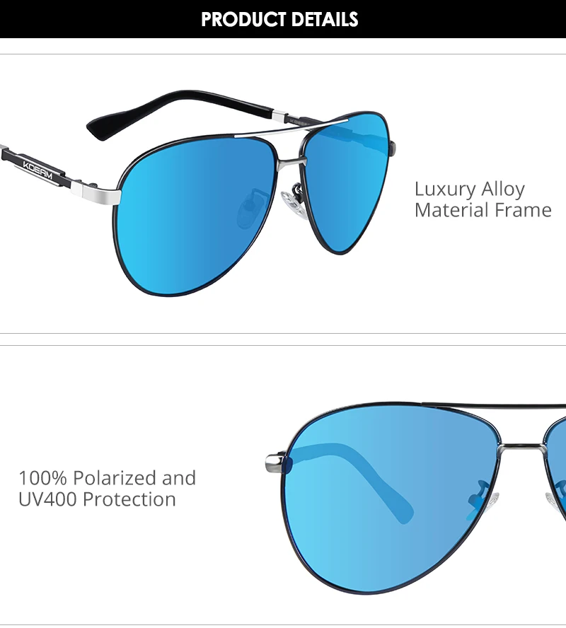 KDEAM cat3 поляризованные солнцезащитные очки для мужчин пилот 62 мм объектив дизайнер вождения солнцезащитные очки с застежкой-молнией чехол