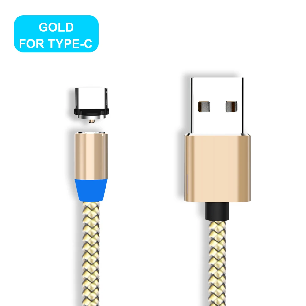 Магнитный зарядный кабель Micro usb type-C кабель для быстрой зарядки кабель usb type-C для iPhone samsung Xiaomi Redmi Note 7 - Цвет: For Type C-Gold