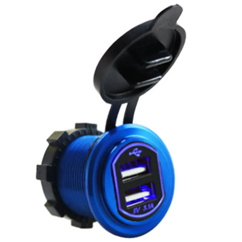 Blue Car USB Charger Car Adapter Pratical Car Charger Universal Power Port 36.8*48.7*28.8mm 12-24V Swivel - Название цвета: Blue