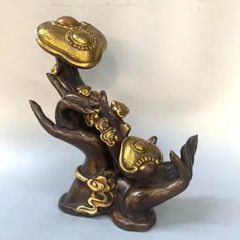

wedding decoration Chinese collection of pure copper gilt buddha statues of Ruyi, Nafu Ruyi, wealthy, auspicious and lucky