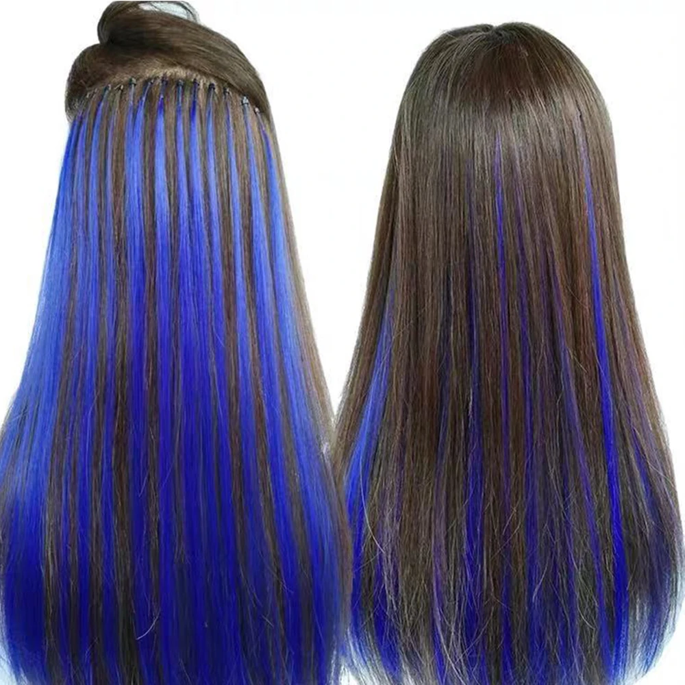 Pióra do włosów rozszerzenia 10 sztuk sztuczne włosy I końcówki Rainbow syntetyczny włosów 16 cal Hairpiece pióro do przedłużania włosów
