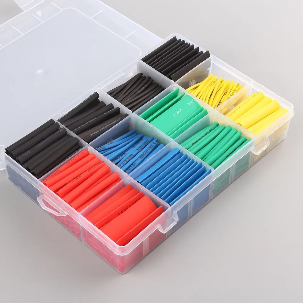 

530pcs Polyolefin Heat Shrink Tube Ratio Tubing Insulation Shrinkable Tubes Assortment Electronic 2:1 Wrap Wire Cable Insulated