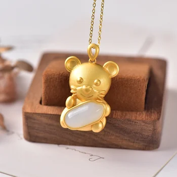 

LETSFUN Fine Jewelry New S925 Sterling Silver Natural Hetian Jade Pendant Necklace Luxury Jewelry