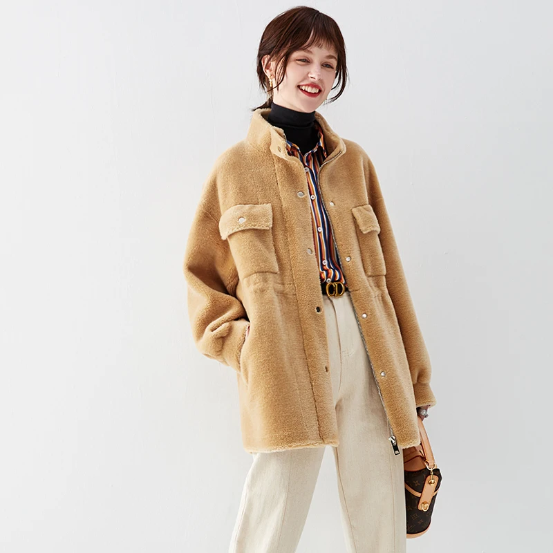 

100% Wool Jacket Autumn Winter Coat Women Clothes 2020 Real Fur Coat Korean Vintage Sheep Shearling Tops Abrigo Mujer ZT3632