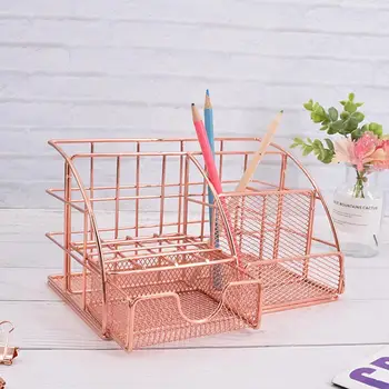 

Creative Metal Pen Holder Pencil File Storage Rack Storage Grid Escritorio Accessories Organizer Office Desktop Stationery T4D5