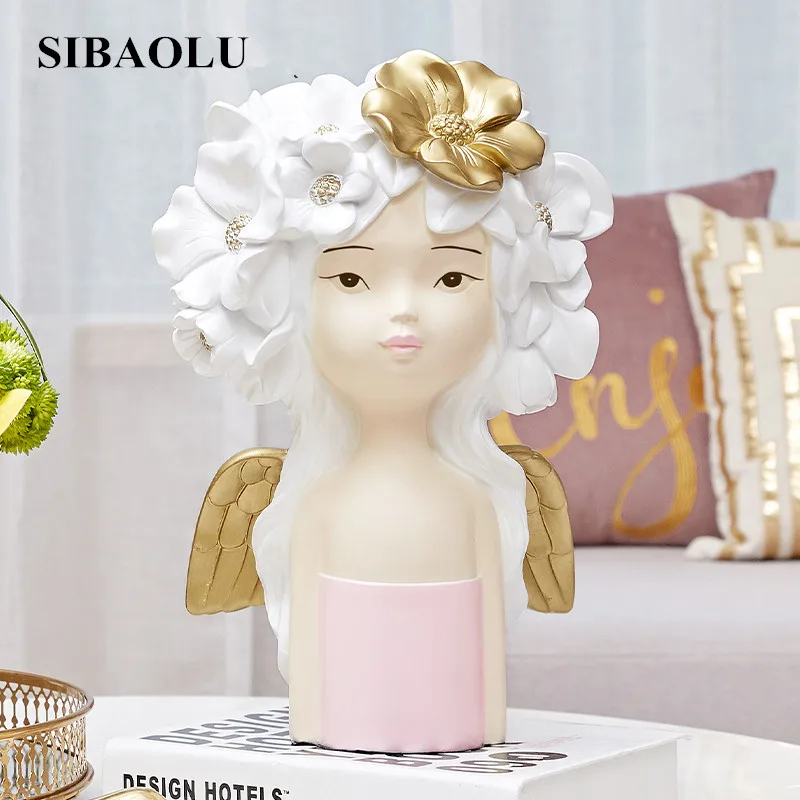 

Resin Angel Decoration Lovely Maiden Home Decoration Nordic Living Room Artware Sculpture Statue Decor Miniature Figurines Gift
