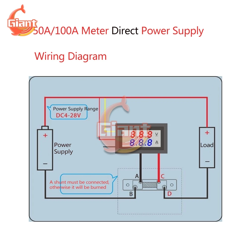 DC0-100V/7-110V 50A Digital Voltmeter Ammeter LED Display DC Amp Volt Meter Voltage Current Tester Volt Detector with FL-2 Shunt noise measuring device