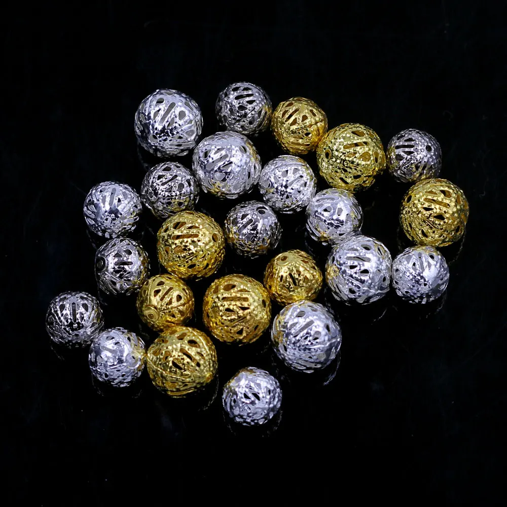 1000Pcs Spacer Loose Beads Round Alloy Ball Flower Hollow Mixed For Charm Necklace Jewelry DIY Findings