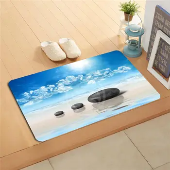 

U-S24 Custom Blue sky beach Doormat Home Decor Door mat Floor Mat Bath Mats foot pad 718!!U-FL-S24