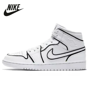 

Nike-zapatillas de baloncesto Air Jordan 1 Mid SE para mujer, originales, transpirables para exterior, color blanco y negro