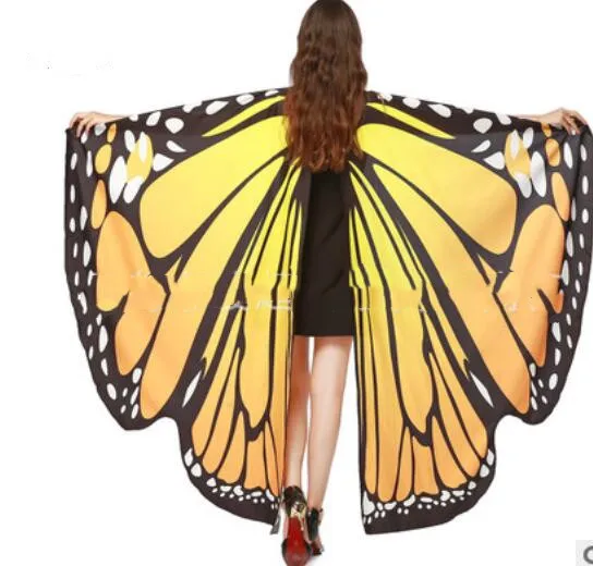 Eteslot Cape d'ailes de Papillon Adulte pour Femme châle d'ailes de Papillon monarque de fée pour Femme avec Bandeau Cape de Papillon de Noël déguisement de Noël 
