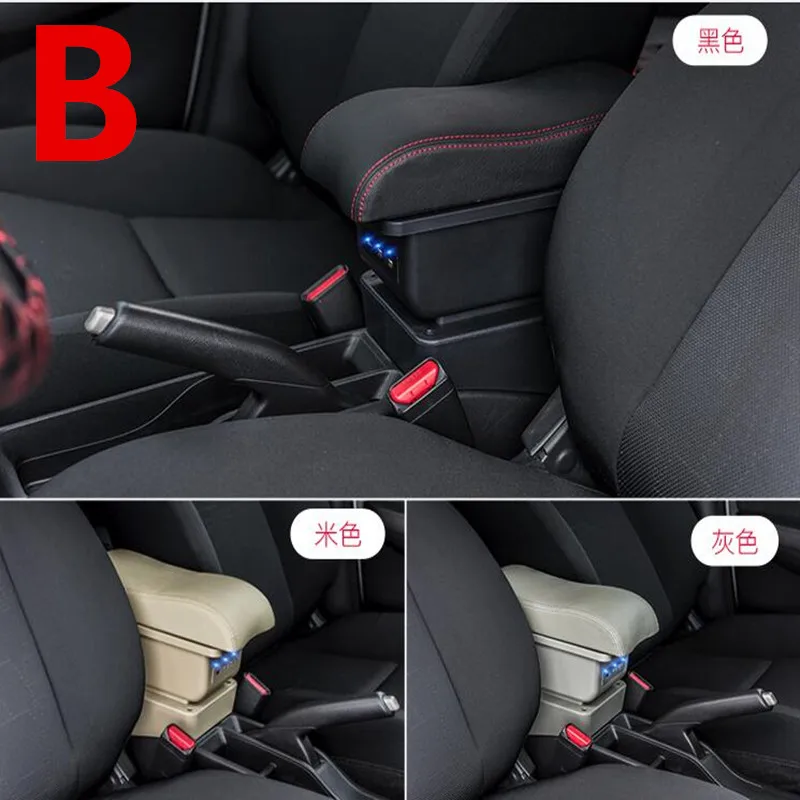 For Toyota Passo armrest box USB Charging heighten Double layer central Store content