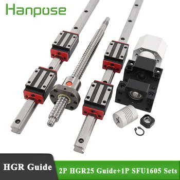 

2p HGR25 linear guide rai 1P SFU1605 Length+Ball Screw SFU1605+ Linear Wizard Any Linear Bearing Block+BK12 BF12+Coupler