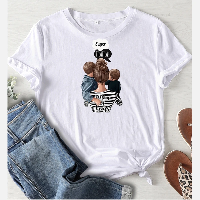 Футболка с принтом для мамы и ребенка 90s футболка большого размера изображением