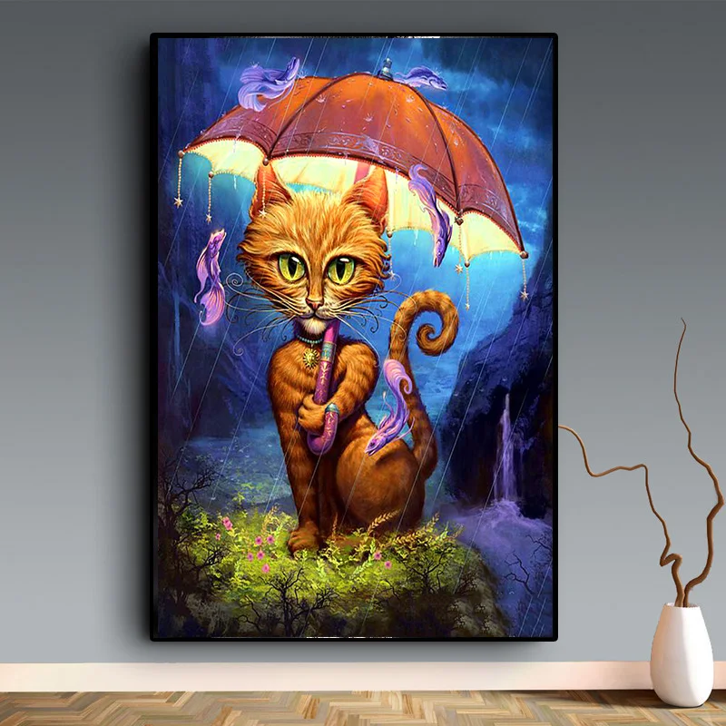 

Miaodu Cartoon Umbrella Cat 5D DIY Diamond Painting Mosaic Embroidery Diamond Painting Cross Stitch Embroidery Crafts Painting