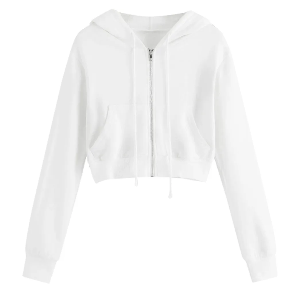 

JAYCOSIN Fashion Women Casual Solid Zipper Pocket Sweatshirt Long Sleeve Unique Slim Quality Chic Comfortable Pullover