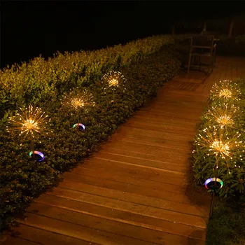 

DIY LED Solar Light Outdoors Fairy Copper Fireworks Lawn Lamp With Marquee 8modes Waterproof Decorated Park Holiday Garden Light