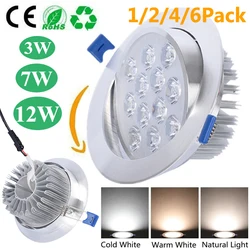 Spot lumineux LED encastrable pour le plafond, en aluminium, 3/7/12W, éclairage d'intérieur, ampoule D30, AC85 265V 