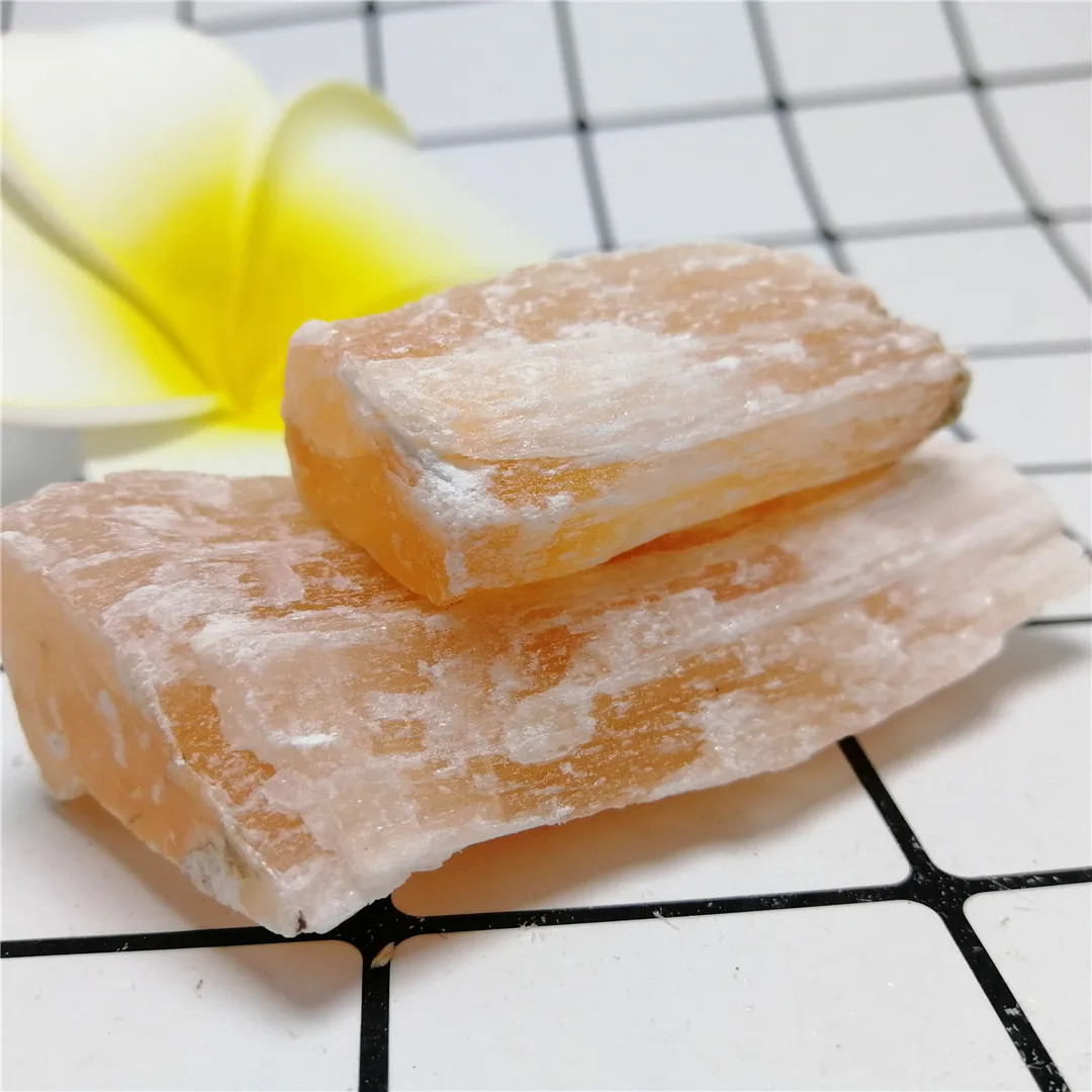 Natural Orange Selenite Crystal Gemstone Meditation Reiki Healing Raw Mineral 