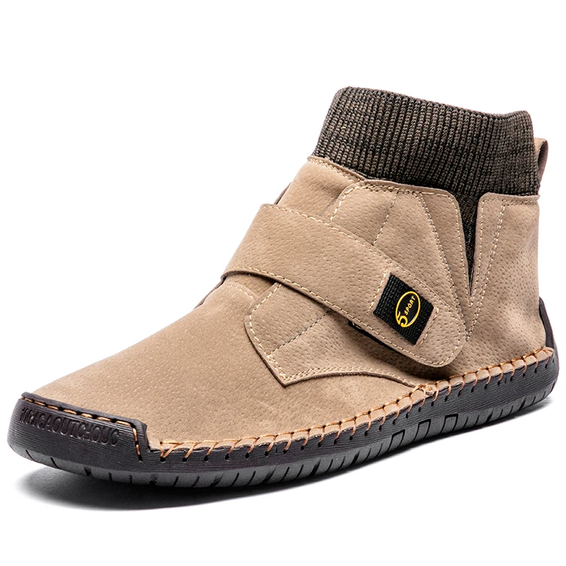 

New Spring Autumn Handmade Men's Boots High Quality Leather Ankle Boots Outdoor Comfortable Casual shoes Men's Shoes Size 38-48