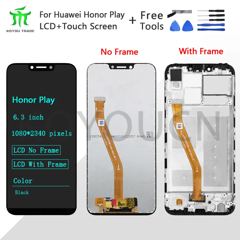 

For Huawei Honor Play LCD Display +Touch Screen Digitizer No Frame and With Frame Spare Parts COR-AL00 COR-L29 COR-TL10