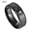 Uelf Black Titanium Steel English Letter Lord's Prayer Ring Serenity Men's Bible Cross Rings For Women Jesus Jewelry ► Photo 2/6