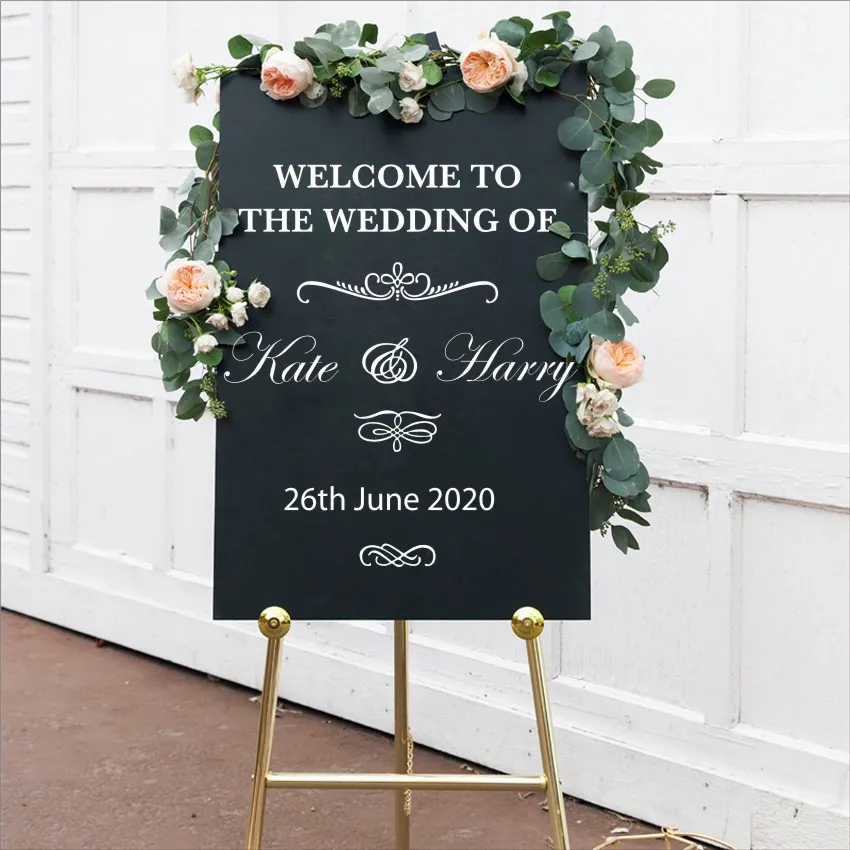 

Wedding Welcome Stickers Mural Wedding Party Custom Names Decor Mirror Frame Vinyl Decals Graphic Sign Romance Decoration N191