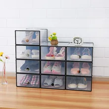 6 uds. Caja de zapatos con tapa caja de cajón transparente engrosada caja de plastico para zapatos apilables caja de zapatos organizador de zapatos almacenamiento Shoerack