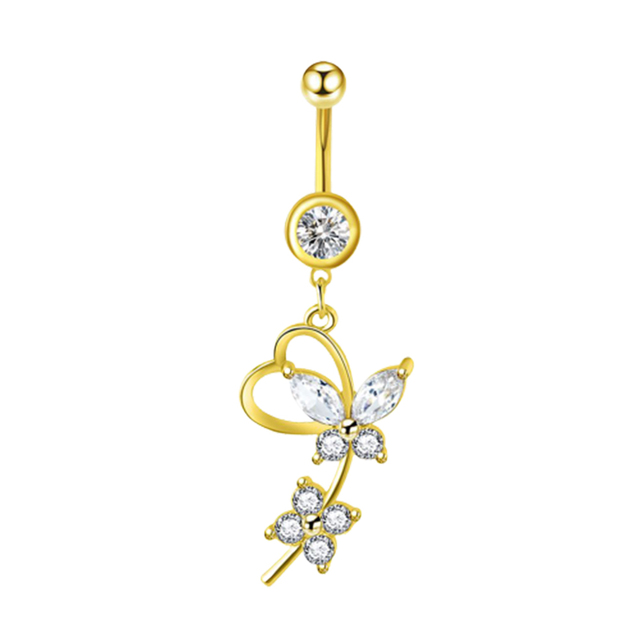 Belly Button Ring Angel Wing Belly Piercing Ring Sexy Navel Piercing Bar Flower Belly Bar Navel Piercing Ombligo Dangle