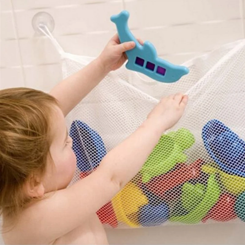 Sac de bain en maille HOMesh pour bébé, panier de dessin animé pour enfants, filet de jeux pour enfants, grille étanche, jouets de sable, rangement de plage, évaluation