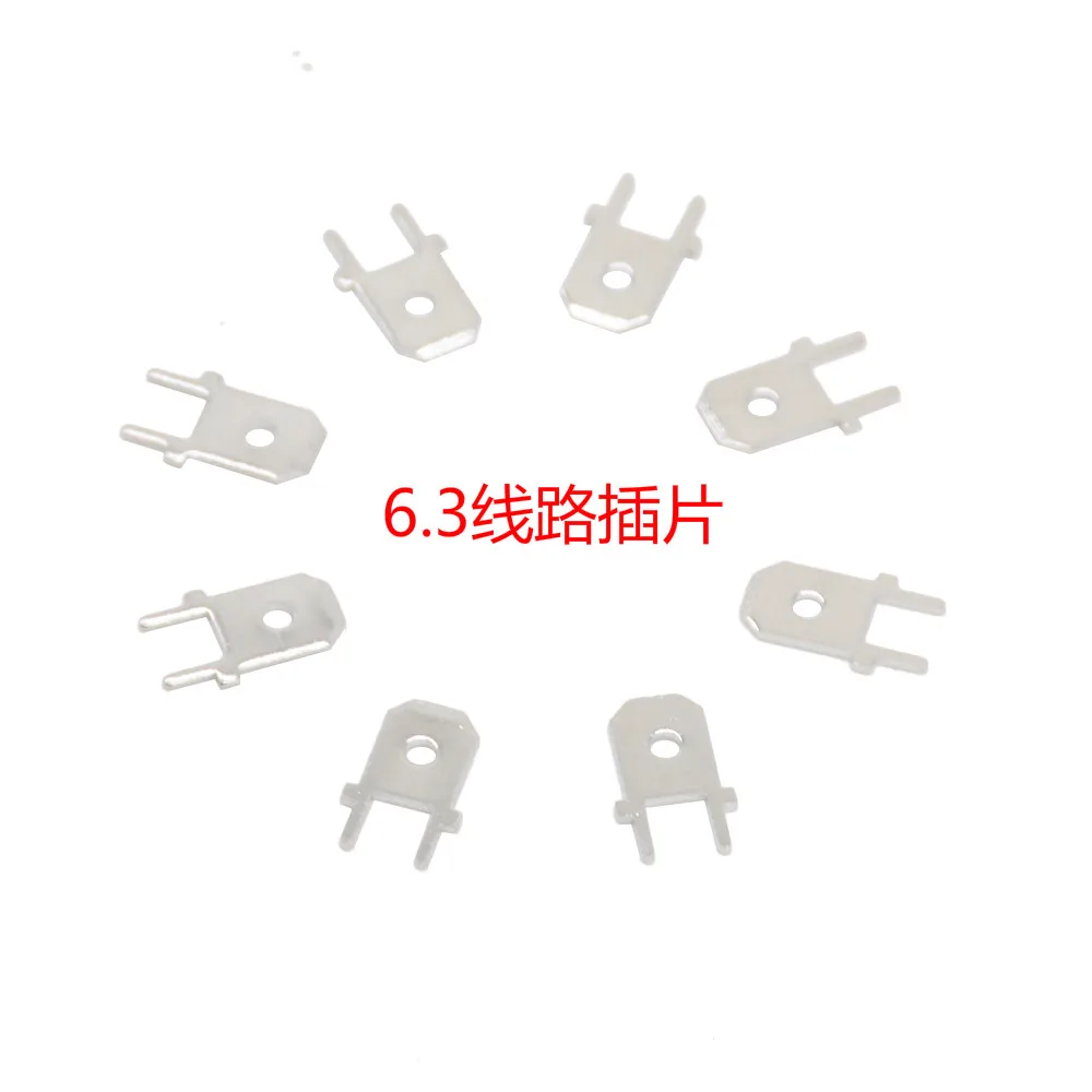 

100pcs 1 / 4 terminal plug spring male thread 6.3mm cold pressing end 6.3 welding circuit board plug-in, terminal, solder