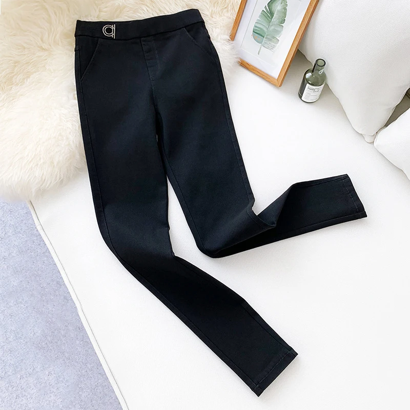 

AcFirst Autumn Winter Women Fashion Black Long Pants Pencil Pants High Waist Full Length Female Pants Formal Office Style