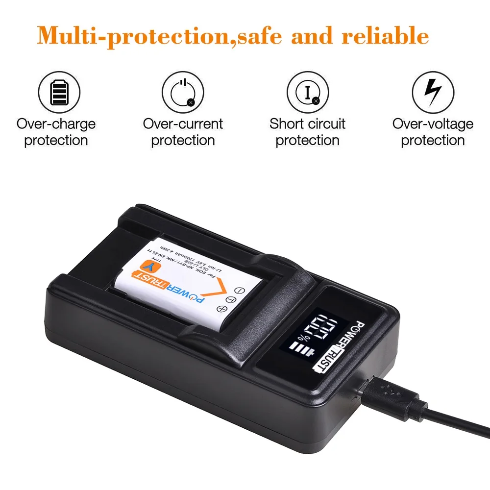 NP-BY1 Rechargeable Battery Pack and Battery Charger for SONY NP-BY1 Battery, compatible with Sony HDR-AZ1 Action Cam Mini lcd camera