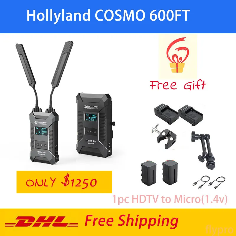HOLLYLAND COSMO 600FT Беспроводная HD видео система передачи профессиональный видео передатчик и приемник 3G-SDI HDMI 1080