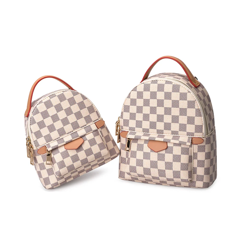 

KYYSLO Simple Checkerboard Plaid Backpack Shoulder Bag Men and Women Travel Backpack Small Bag Business Casual Retro Female Bag