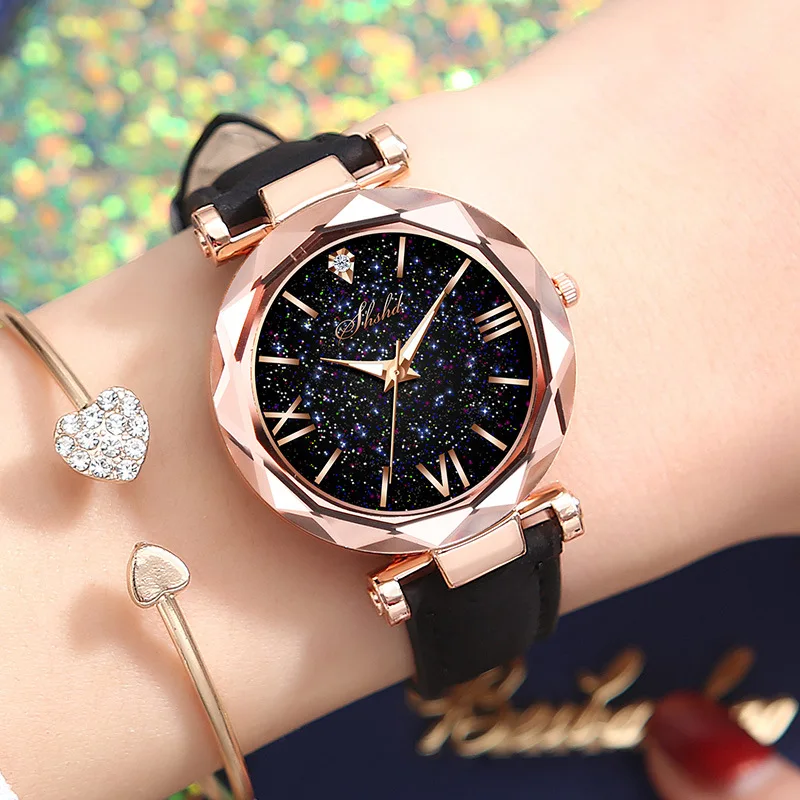 Женские часы, модные, звездное небо, женские часы, женские кварцевые наручные часы, повседневные, кожаный браслет, часы, reloj mujer relogio feminino