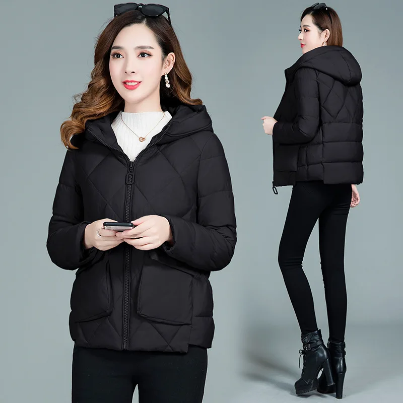 

Short Small Cotton-Padded Jacket Women's Winter 2019 New Style Hooded Cotton-padded Clothes Fashion Middle-aged Mom Warm Cotton