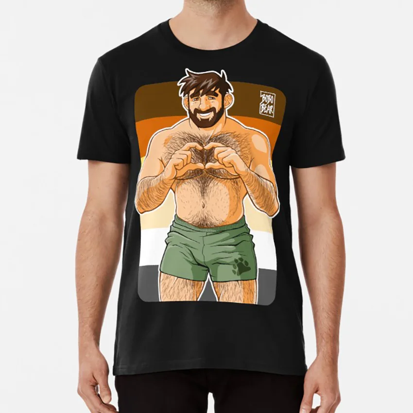 Черный ADAM I LOVE YOU-BEAR PRIDE Футболка bobobear bobobearart bobo bear bobo nisi bear gay bear gayart gay art bear art - Цвет: Черный