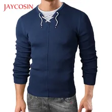 Jaycosin одежда осень зима мужской вязаный мужской свитер длинный рукав v-образный вырез теплый пуловер Блузка Поддельные Две чистые блузки