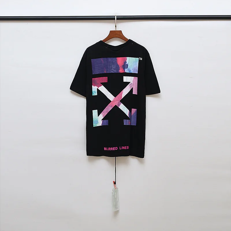 Высокое Качество OFF-WHITE ограниченная градиентная цветная парная хлопковая футболка с короткими рукавами