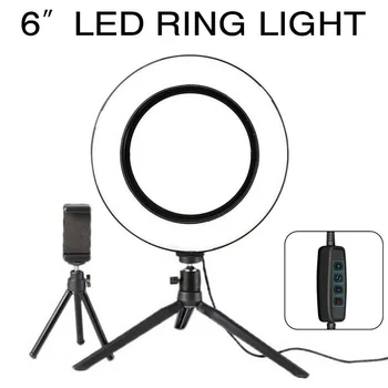 

6 inch ring lamp USB Interface ring light With Tripod Dimmable For Studio Photography Photo Light Youtube makeup ringlight