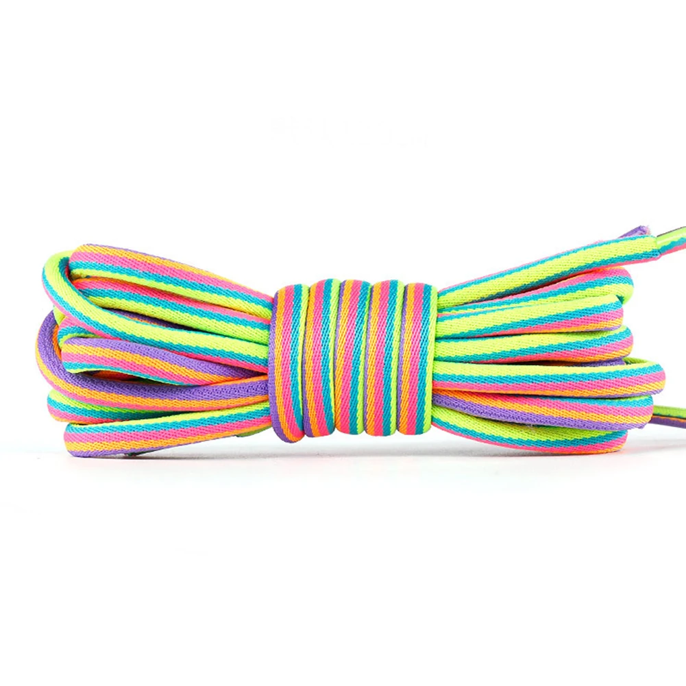 1 пара, Классические повседневные разноцветные Круглые скрученные длинные шнурки для кроссовок унисекс, прочные спортивные ботинки, обувь, шелковый шнур 120 см - Цвет: MULTICOLOR