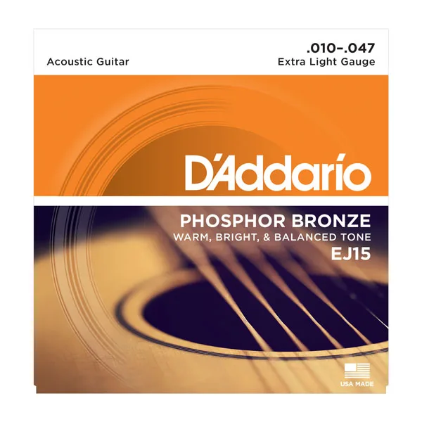 Акустические Струны для гитары D'addario фосфорная бронзовая обмотка EJ15 EJ16 EJ17